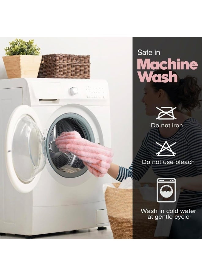 SaharaEG Throw Pillow Covers 45x45 cm Set of 2, Double-Sided Luxury Soft Fluffy Striped Decorative Cushion Covers for Sofa, Couch & Living Room – Creamy White - Image 3